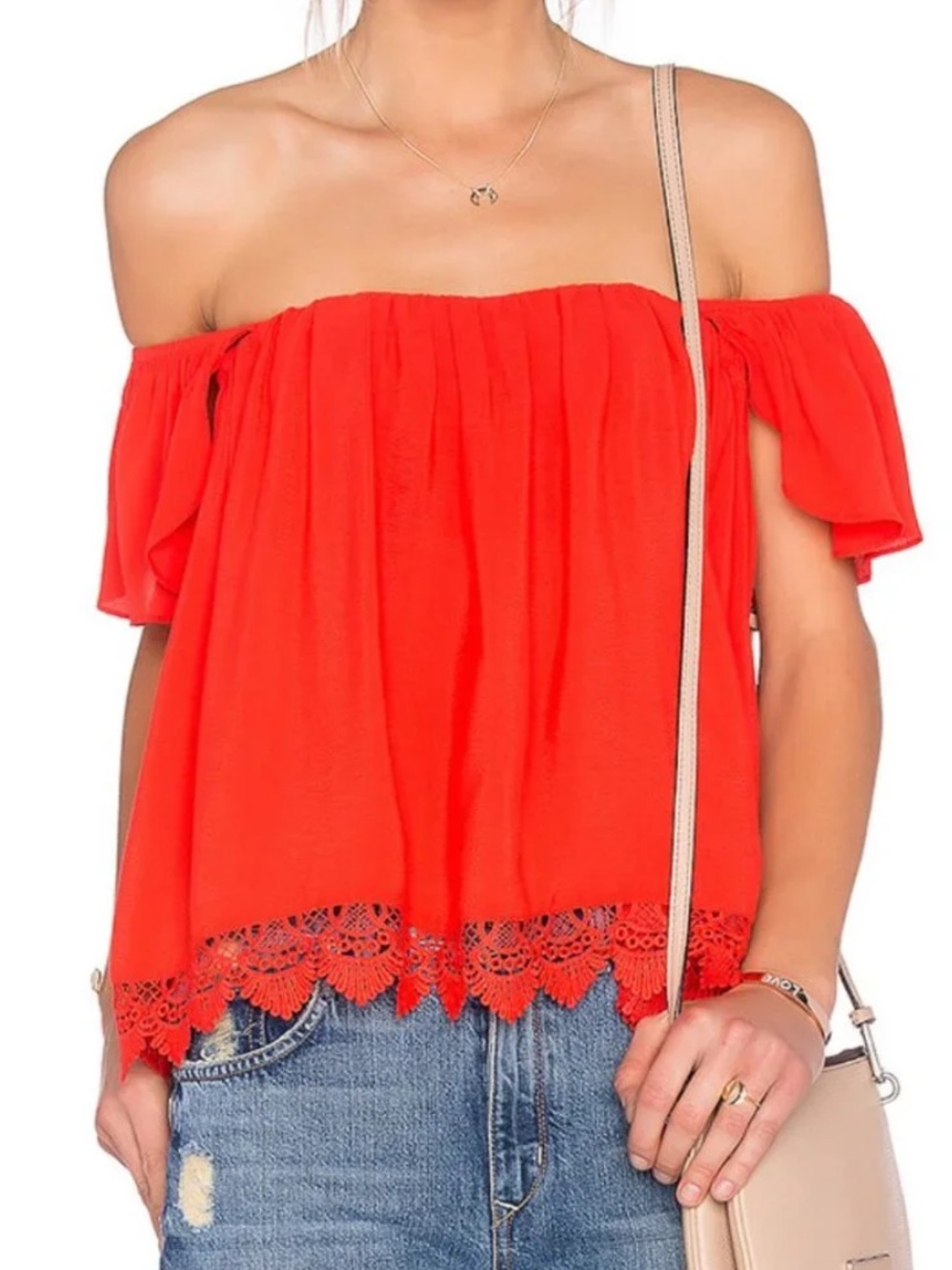 Lovers & Friends Life’s a Beach Top in Red Lace Size M